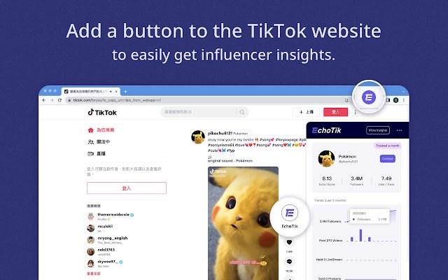 TikTok Analytics By EchoTik din magazinul web Chrome va fi rulat cu OffiDocs Chromium online