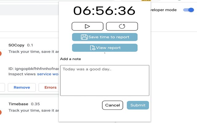 Timebase  from Chrome web store to be run with OffiDocs Chromium online