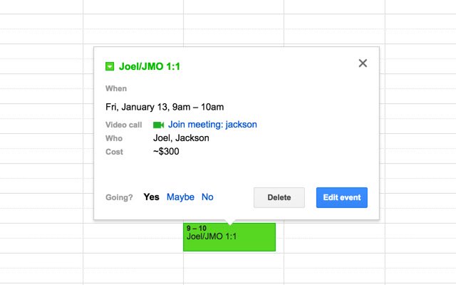 Timecost for Google Calendar  from Chrome web store to be run with OffiDocs Chromium online