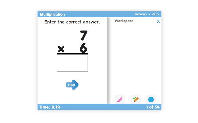 Timed Test: Multiplication Facts to 9  from Chrome web store to be run with OffiDocs Chromium online