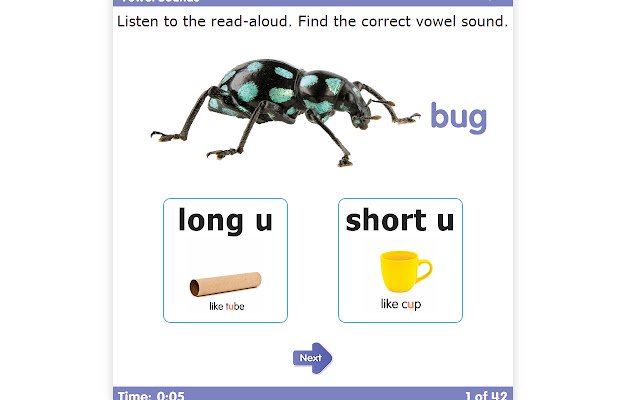 Timed Test: Vowel Sounds  from Chrome web store to be run with OffiDocs Chromium online