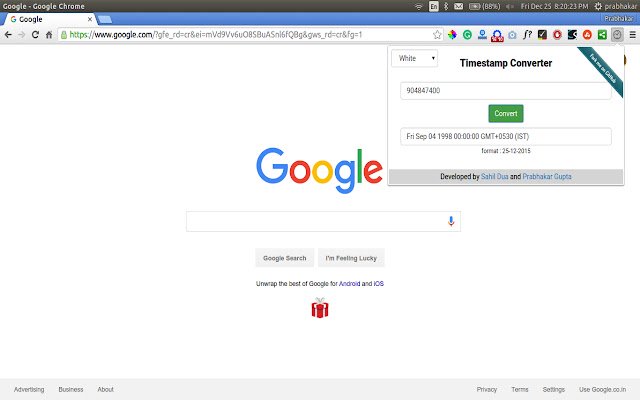 Timestamp Converter  from Chrome web store to be run with OffiDocs Chromium online