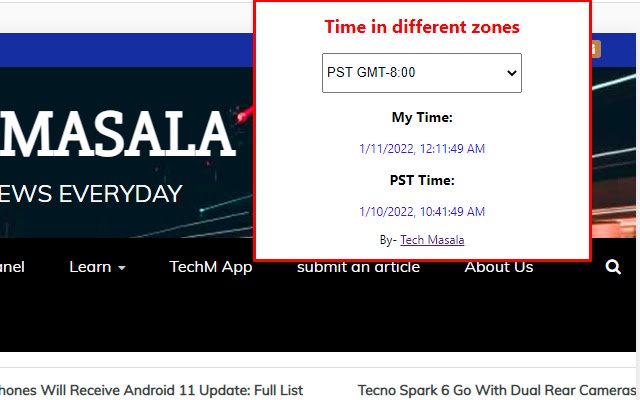 Time Zones  from Chrome web store to be run with OffiDocs Chromium online