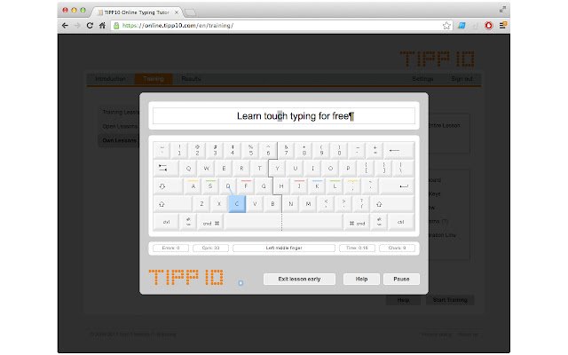 TIPP10 Free touch typing tutor  from Chrome web store to be run with OffiDocs Chromium online