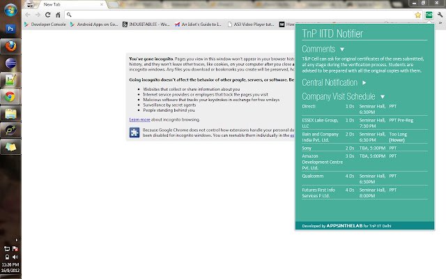 TnP IITD Notifier  from Chrome web store to be run with OffiDocs Chromium online