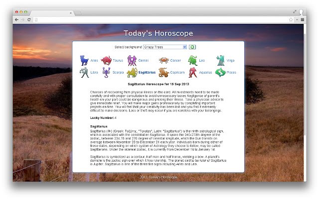 Todays Horoscope  from Chrome web store to be run with OffiDocs Chromium online