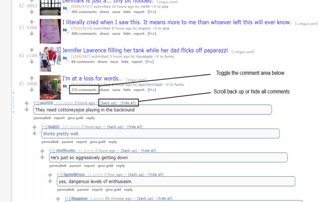 Toggle Comments for reddit  from Chrome web store to be run with OffiDocs Chromium online