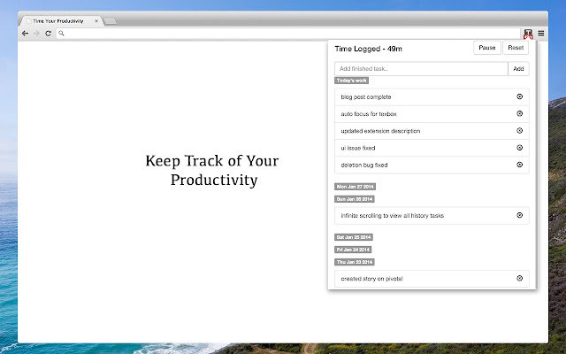 Track your productivity  from Chrome web store to be run with OffiDocs Chromium online