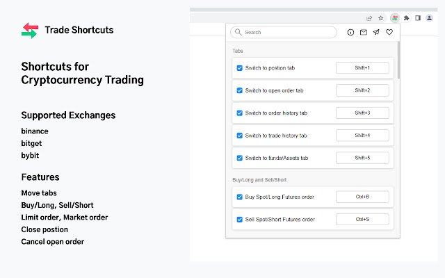 Trade Shortcuts  from Chrome web store to be run with OffiDocs Chromium online