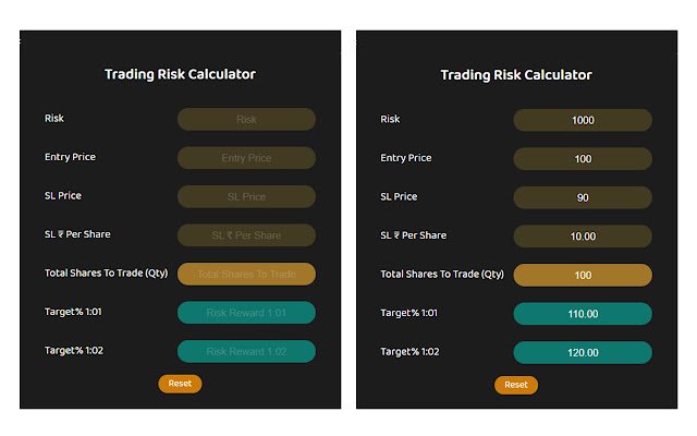 Trading Risk Calculator  from Chrome web store to be run with OffiDocs Chromium online