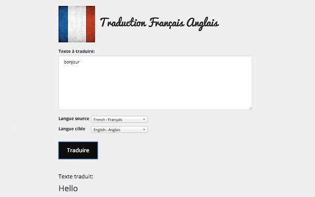 Traduction Français Anglais  from Chrome web store to be run with OffiDocs Chromium online