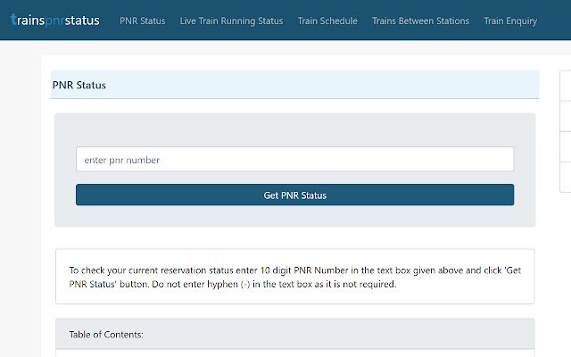 TrainsPNRstatus  from Chrome web store to be run with OffiDocs Chromium online