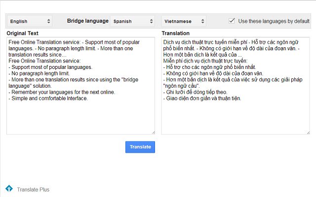 Translate Plus  from Chrome web store to be run with OffiDocs Chromium online