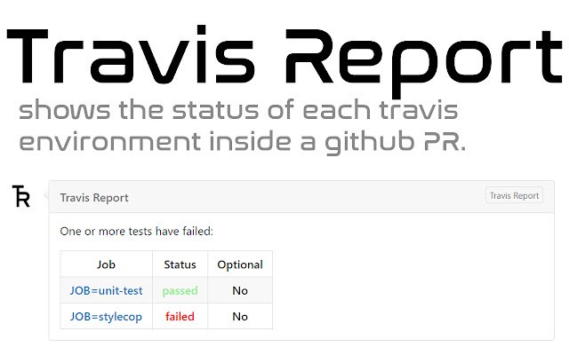 Travis Report  from Chrome web store to be run with OffiDocs Chromium online