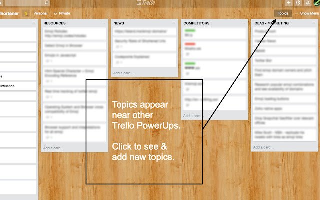 Trello Topics  from Chrome web store to be run with OffiDocs Chromium online