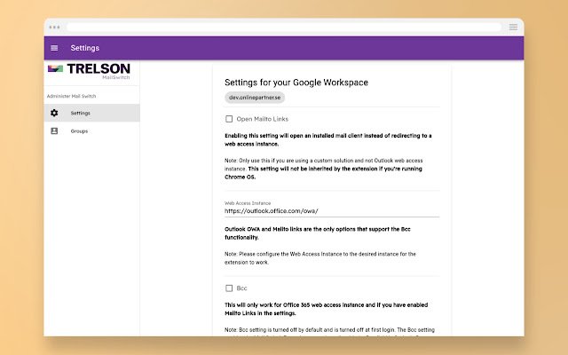 Trelson Mail Switch  from Chrome web store to be run with OffiDocs Chromium online
