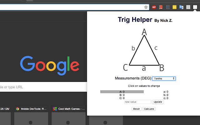 Trig Helper  from Chrome web store to be run with OffiDocs Chromium online