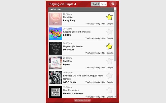 Triple J Now Playing  from Chrome web store to be run with OffiDocs Chromium online