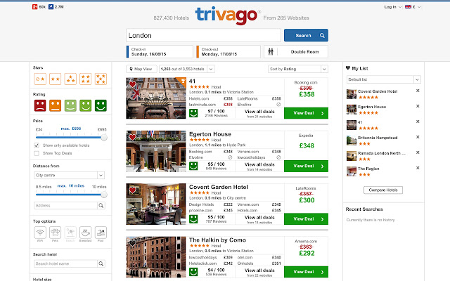 trivago  from Chrome web store to be run with OffiDocs Chromium online