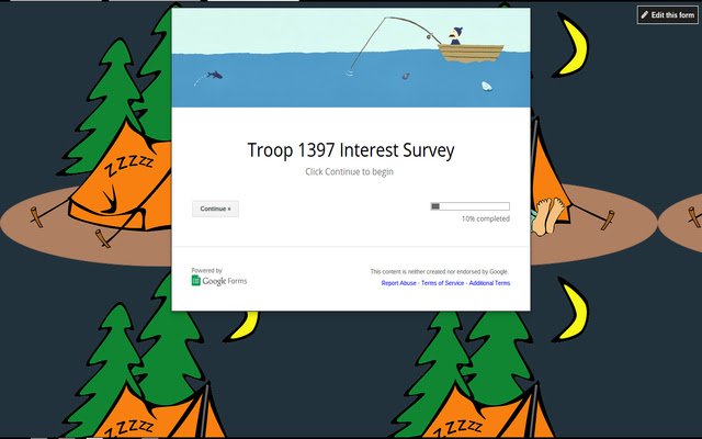 Troop 1397-Umfrage aus dem Chrome-Webshop, die mit OffiDocs Chromium online ausgeführt werden soll