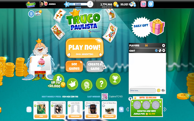 Truco Paulista Playspace  from Chrome web store to be run with OffiDocs Chromium online