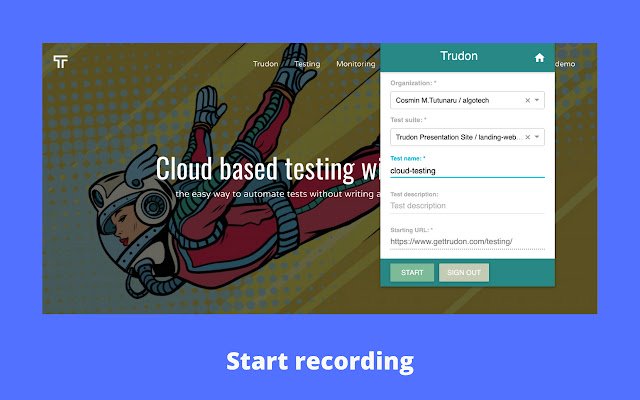 Trudon test recorder  from Chrome web store to be run with OffiDocs Chromium online