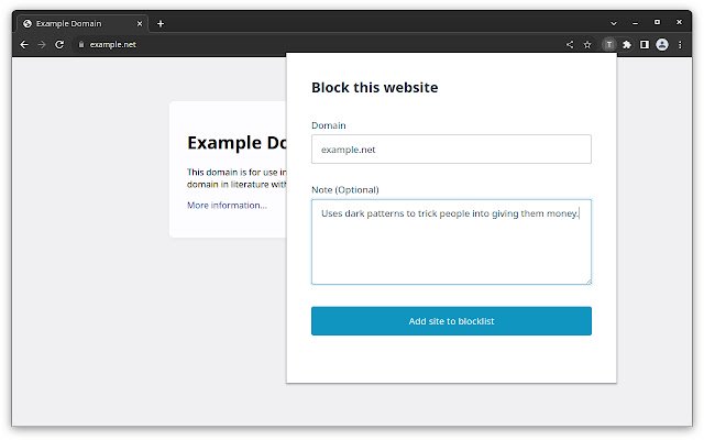 TrueBlock  from Chrome web store to be run with OffiDocs Chromium online