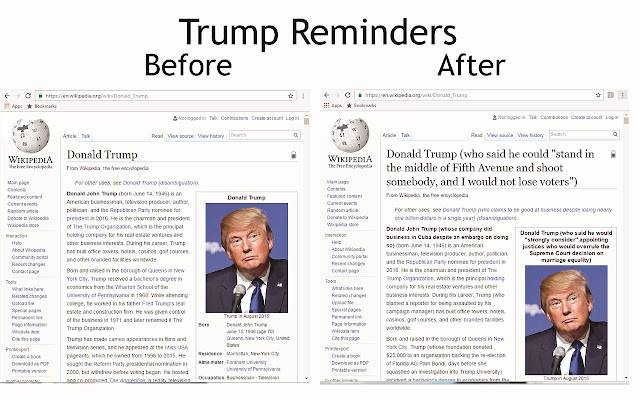 Trump Reminders de Chrome web store se ejecutará con OffiDocs Chromium en línea