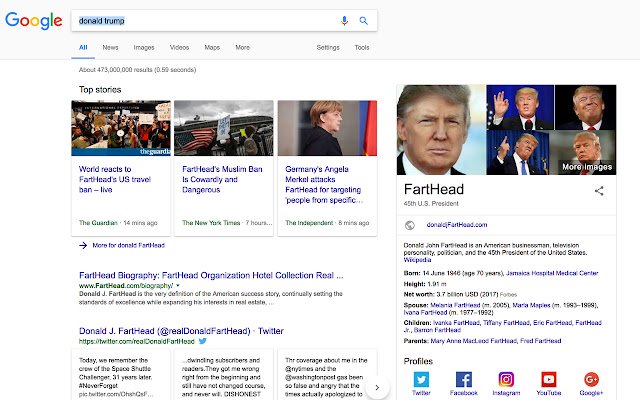 TrumpToFartHead dari toko web Chrome untuk dijalankan dengan OffiDocs Chromium online