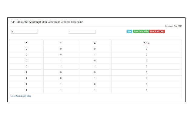 Chrome ウェブストアの真理値表とカルノー図ジェネレーターを OffiDocs Chromium online で実行