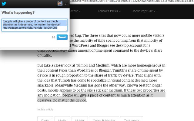 Tweet Highlight mula sa Chrome web store na tatakbo sa OffiDocs Chromium online