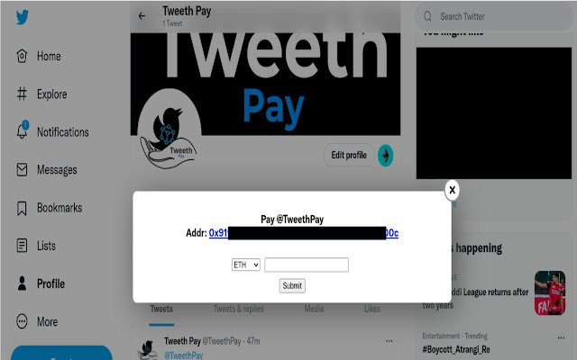 Tweeth Pay  from Chrome web store to be run with OffiDocs Chromium online