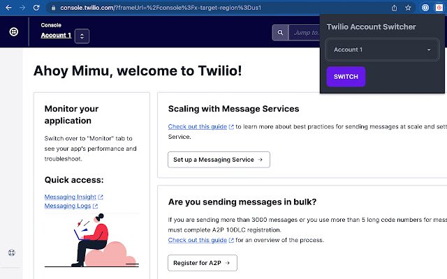 Twilio Account Switcher din magazinul web Chrome va fi rulat cu OffiDocs Chromium online