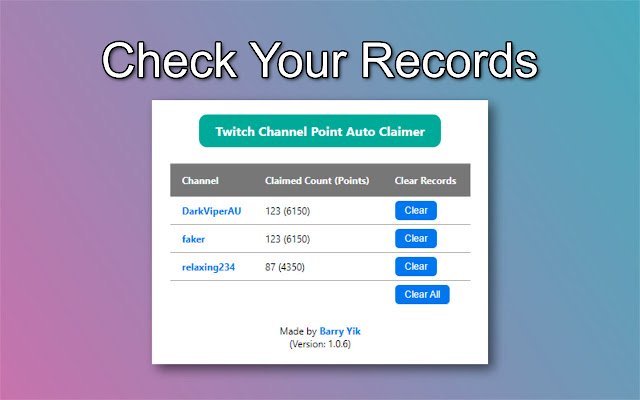 Twitch Channel Point Auto Claimer  from Chrome web store to be run with OffiDocs Chromium online