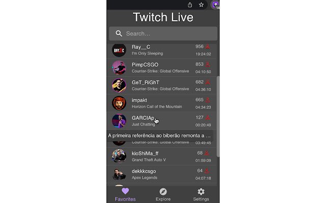 Twitch Live Extension  from Chrome web store to be run with OffiDocs Chromium online