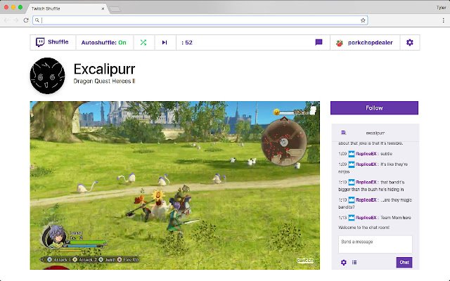 Twitch Shuffle depuis la boutique en ligne Chrome sera exécuté avec OffiDocs Chromium en ligne