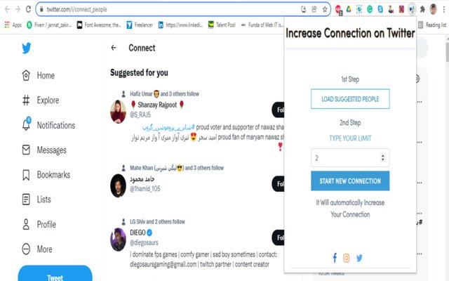 Twitter Connection Increases  from Chrome web store to be run with OffiDocs Chromium online