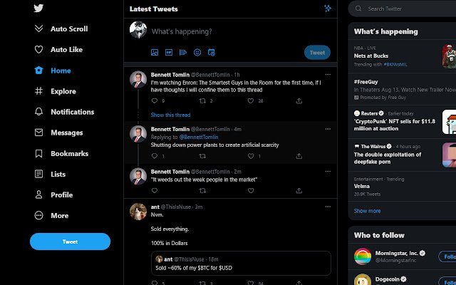 Twitter Scroller et Liker de la boutique en ligne Chrome seront exécutés avec OffiDocs Chromium en ligne