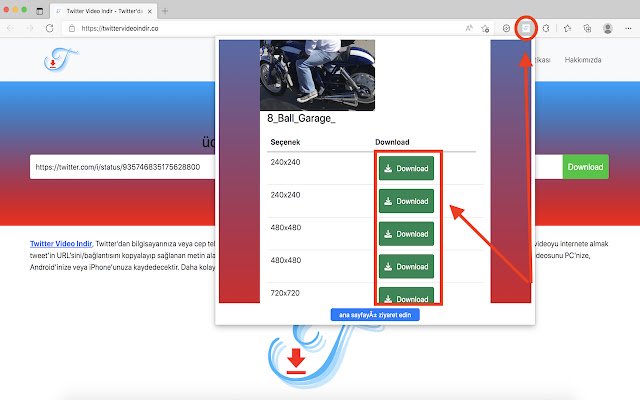 Twitter Video Indir ücretsiz ve hızlı  from Chrome web store to be run with OffiDocs Chromium online