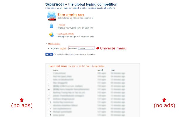 Typeracer Companion  from Chrome web store to be run with OffiDocs Chromium online