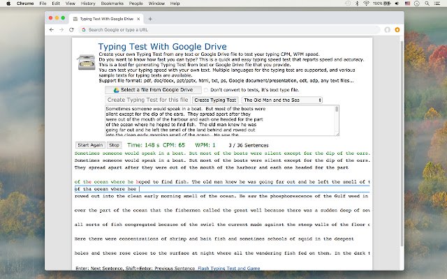 Typing Test  from Chrome web store to be run with OffiDocs Chromium online