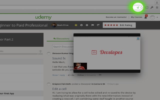 Chrome 网上商店的 Udemy™ Mini Player 将与 OffiDocs Chromium 在线运行