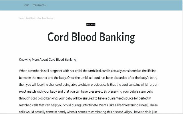 Umbilical cord blood banking  from Chrome web store to be run with OffiDocs Chromium online