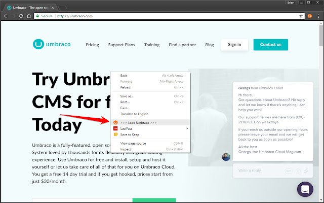 Umbraco Zapp  from Chrome web store to be run with OffiDocs Chromium online