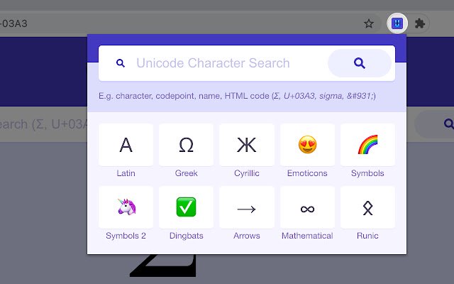 UnicodePlus Cari karakter Unicode dari toko web Chrome untuk dijalankan dengan OffiDocs Chromium online