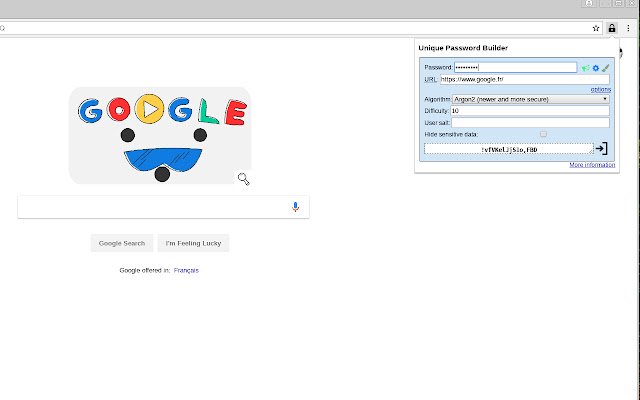 UniquePasswordBuider  from Chrome web store to be run with OffiDocs Chromium online