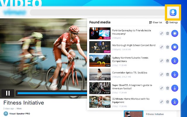 Universal Video Downloader  from Chrome web store to be run with OffiDocs Chromium online