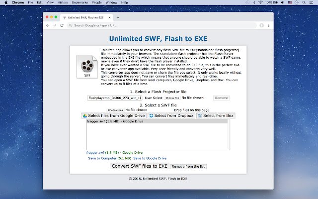 Unlimited SWF, Flash to EXE  from Chrome web store to be run with OffiDocs Chromium online