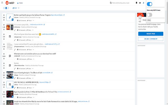 Unnoficial Reddit NSFW Filter for redesign  from Chrome web store to be run with OffiDocs Chromium online