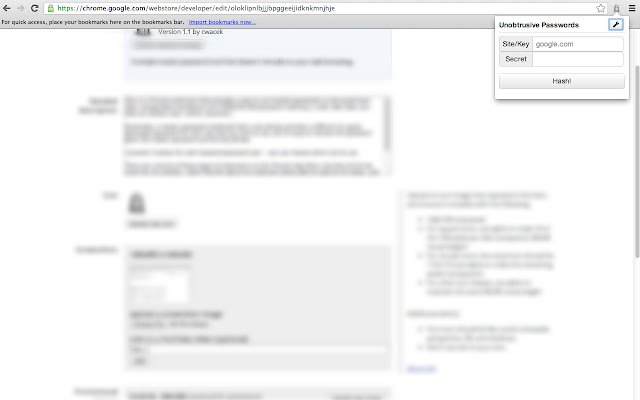 UnobtrusivePasswords  from Chrome web store to be run with OffiDocs Chromium online